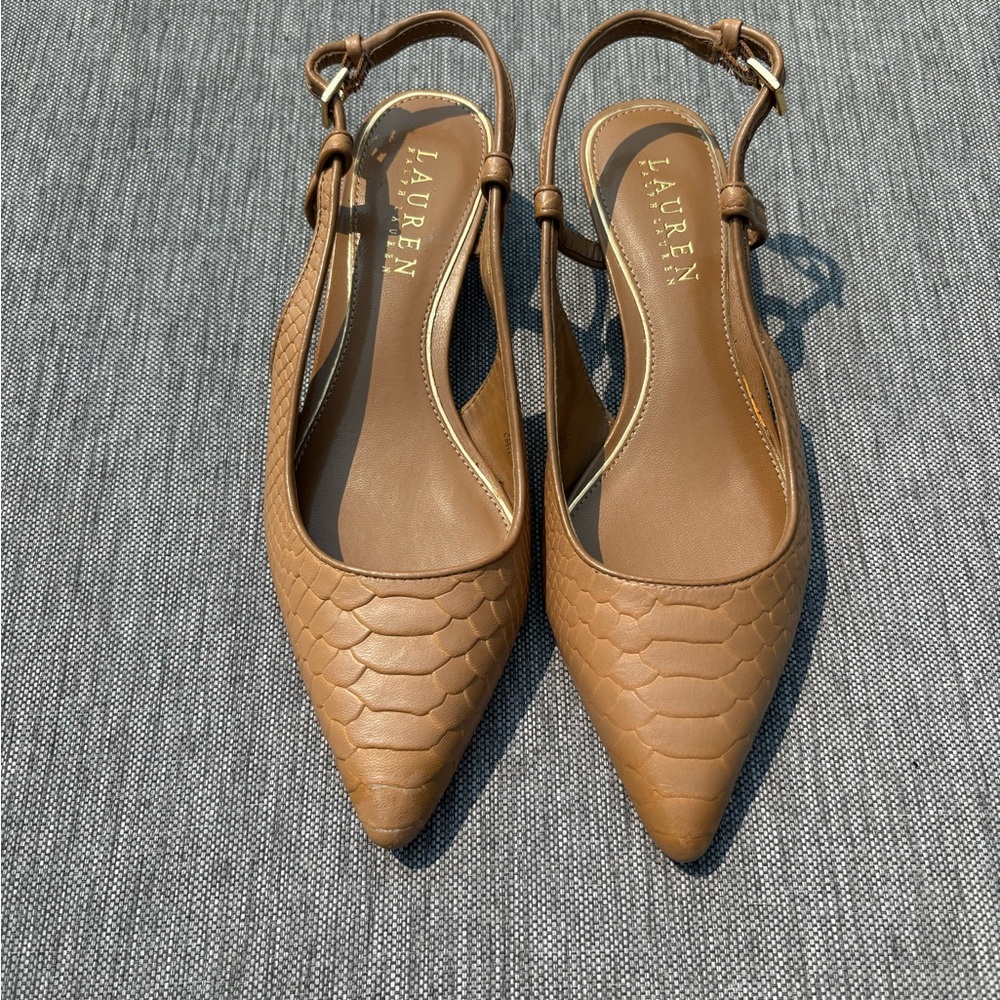 Brown Slingback Pumps Ralph Lauren - croc skin